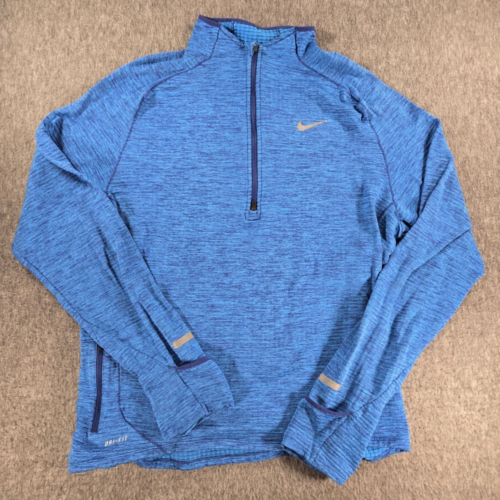 Nike Dri-Fit Sphere Element‎ 1/2 Zip Mens Large Blue Heathered Pullover